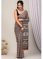 Cotton Grey Casual Wear Printed Saree